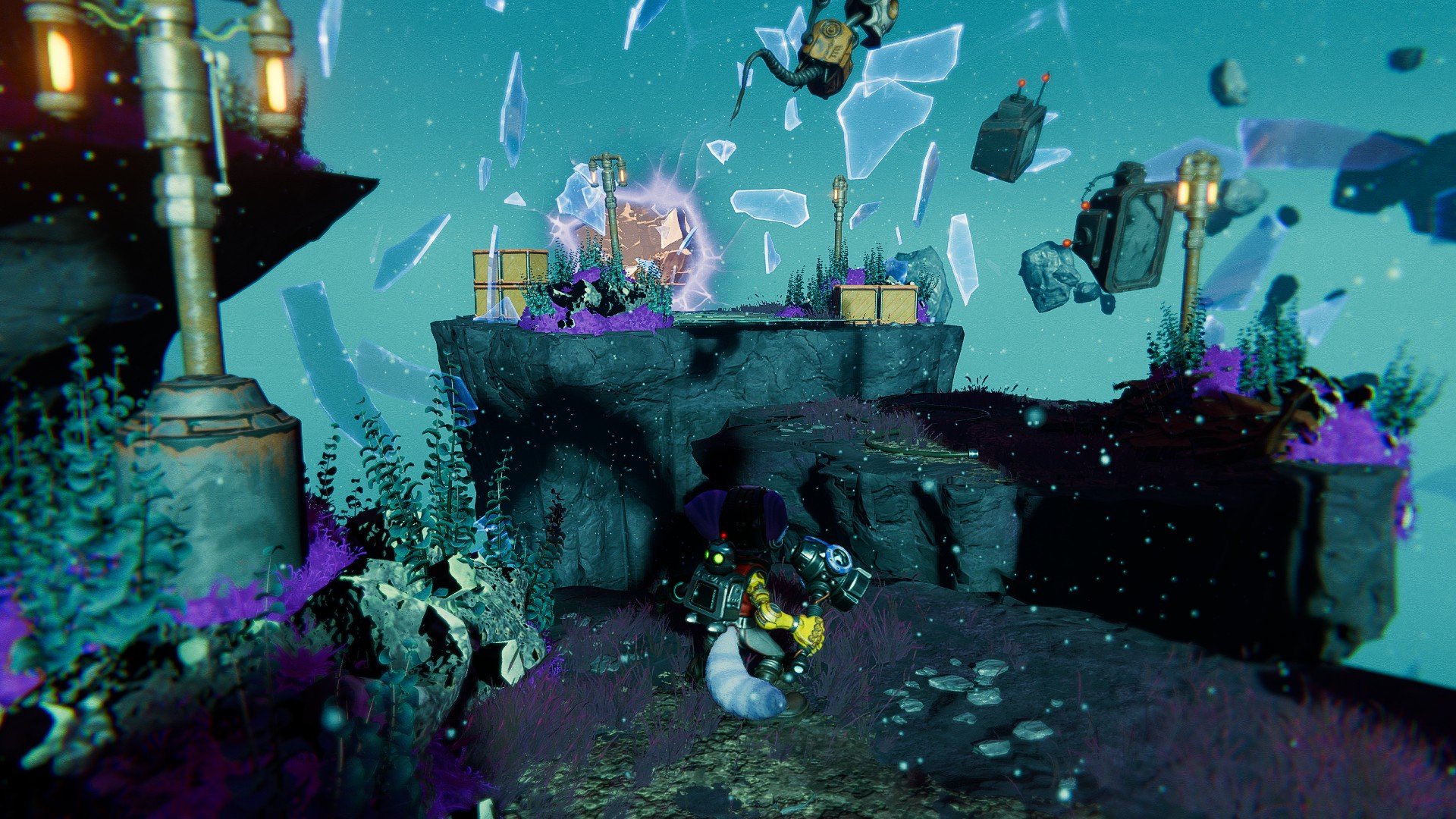 Ривет и Кланк исследуют межпространственный разлом в Ratchet & Clank: Rift Apart.