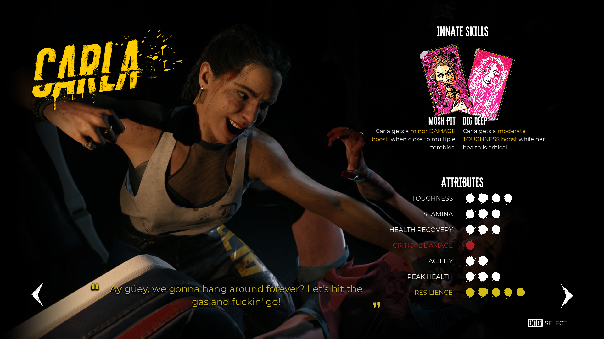 Профиль Карлы, одного из играбельных персонажей Dead Island 2.