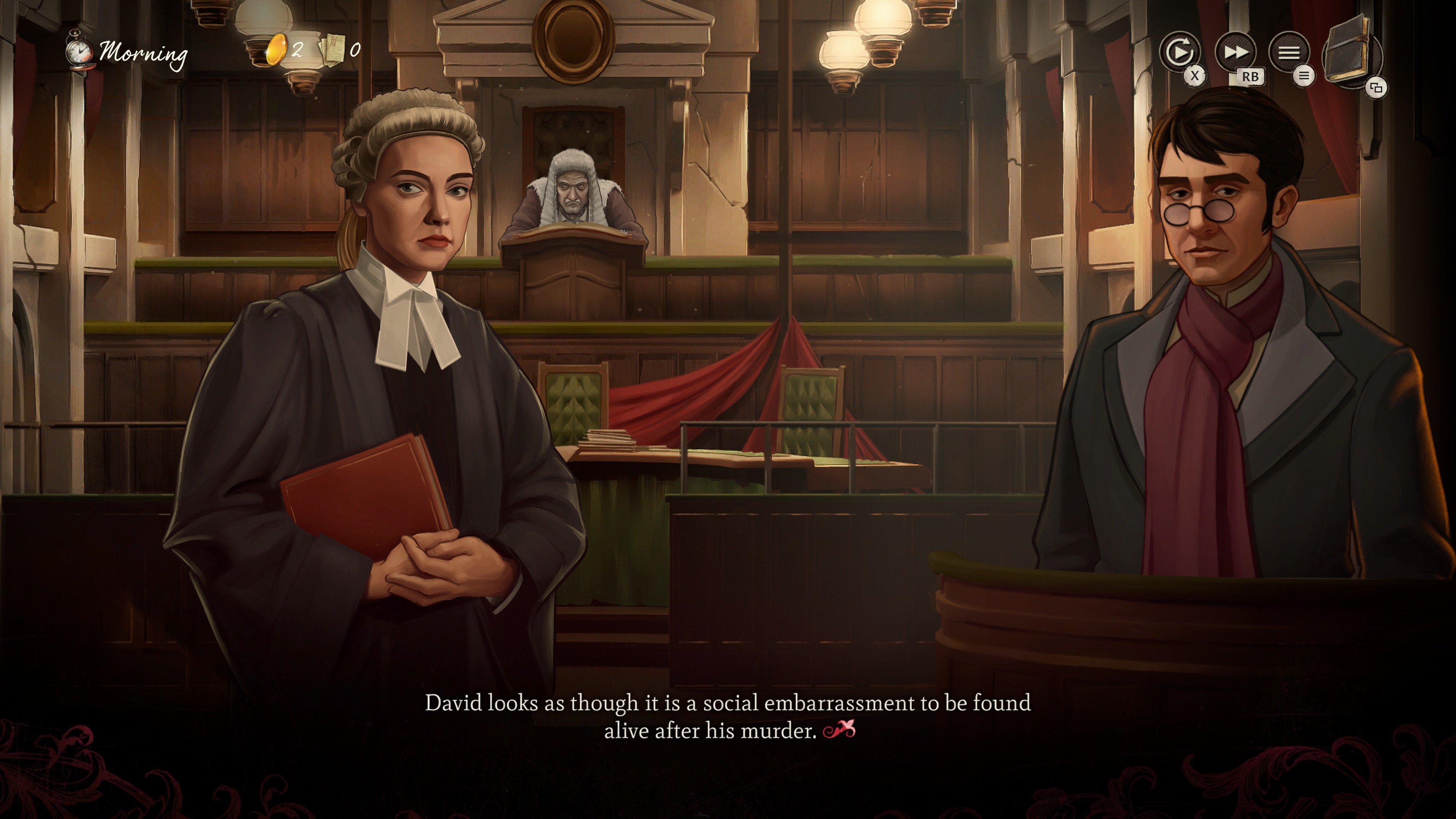 В игре Mask of the Rose идет судебный процесс по делу об убийстве.