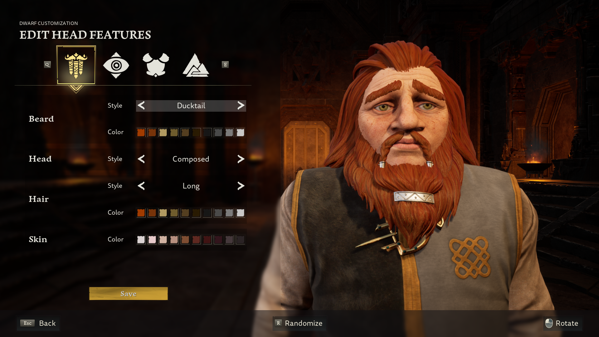 Экран создания персонажа в игре The Lord of the Rings: Return to Moria.