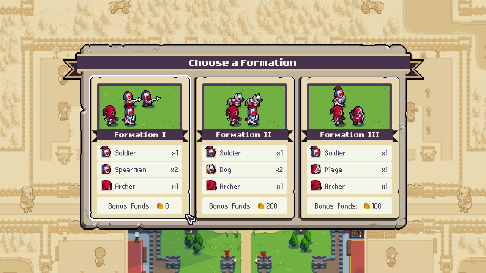 Различные формации в режиме завоевания Wargroove 2.