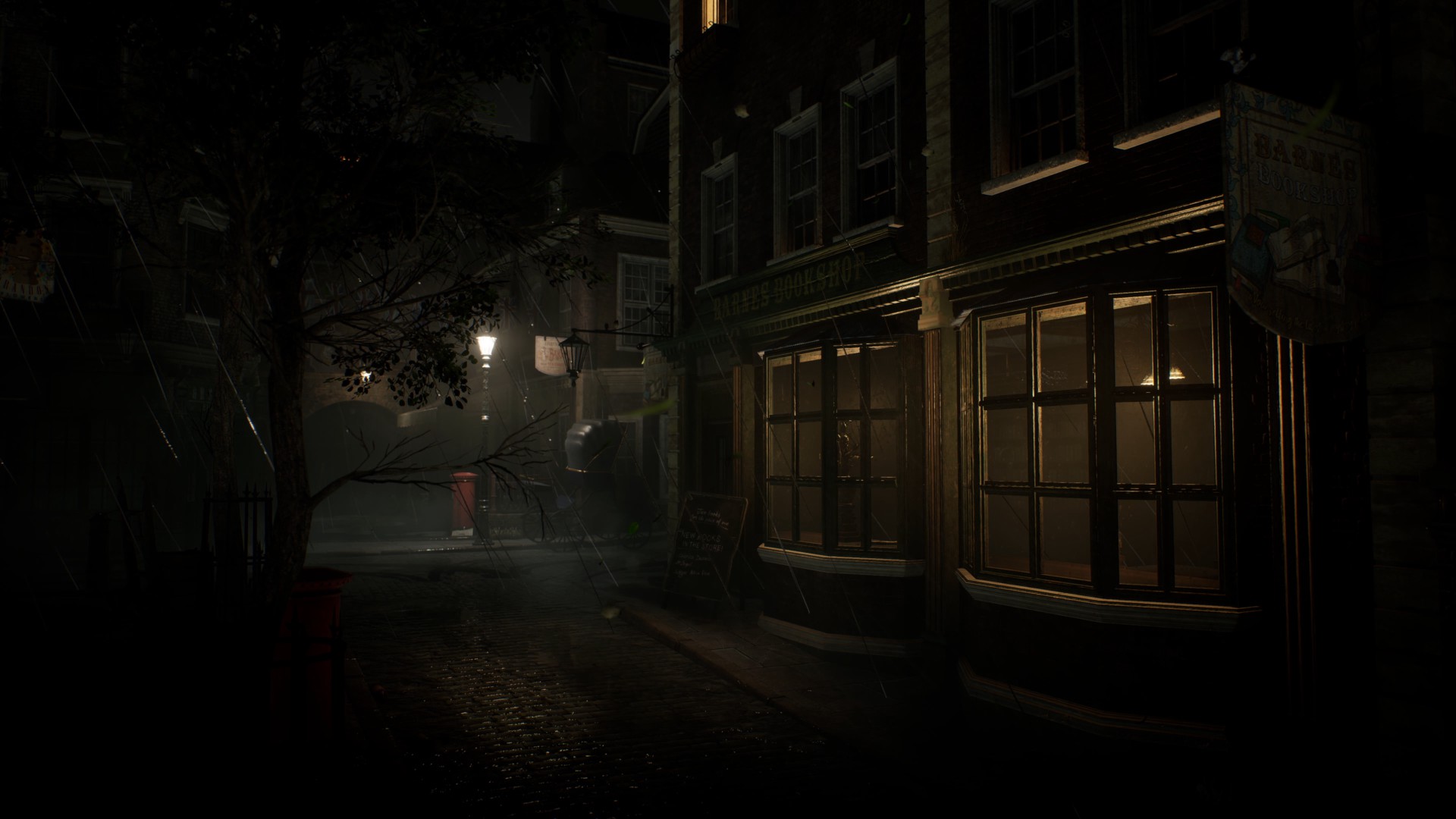 Книжный магазин на улицах Лондона в игре Sherlock Holmes: The Awakened.