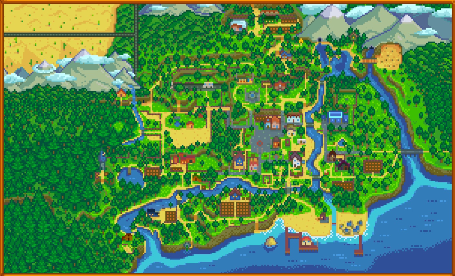 Мод Stardew Valley - Расширенная карта Stardew Valley, показывающая увеличенный игровой мир