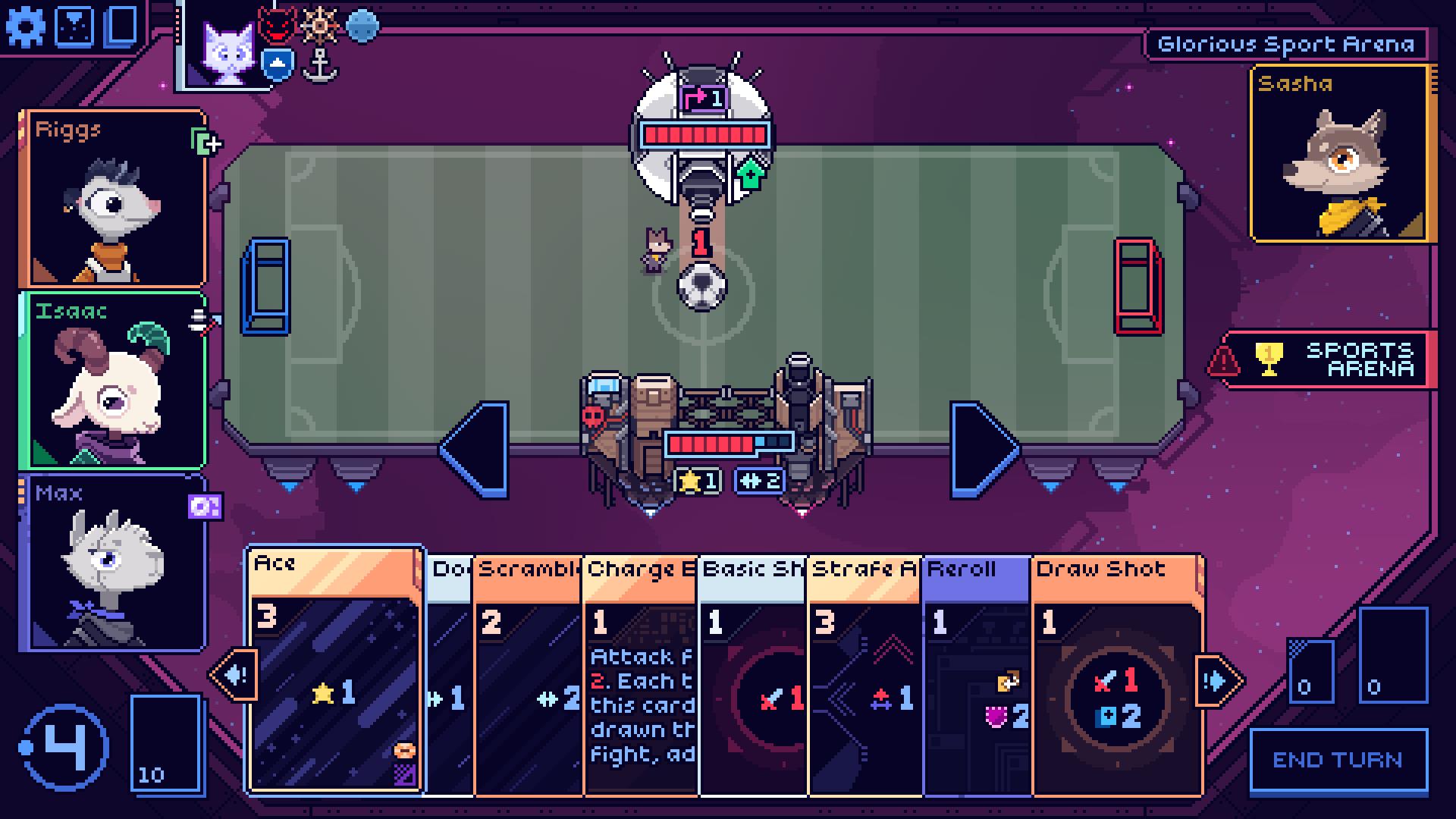 Игра в футбол на космическом корабле в Cobalt Core.